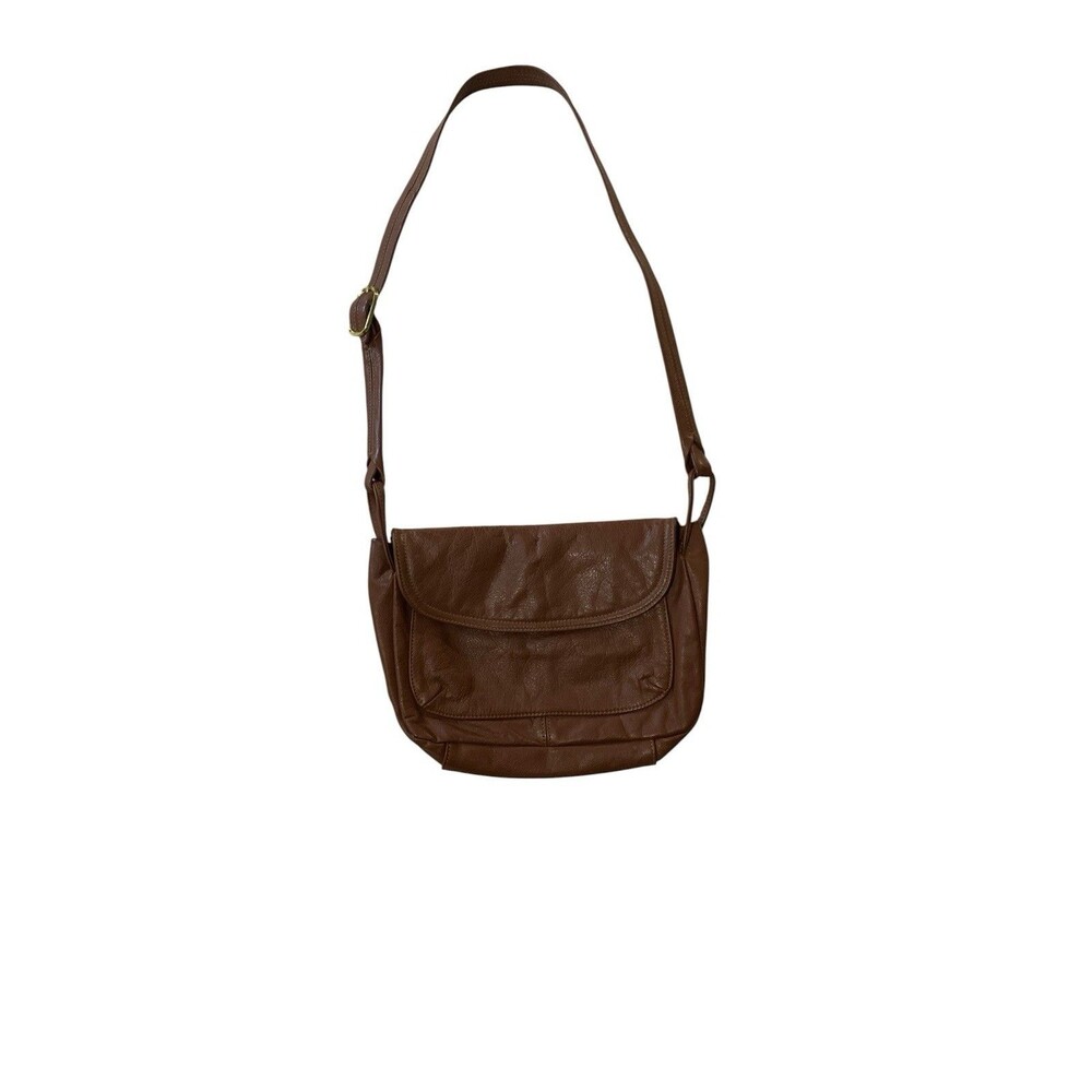 Brown Genuine Leather Flap Crossbody Bag Shoulder Purse Handbag Multi Pocket YKK